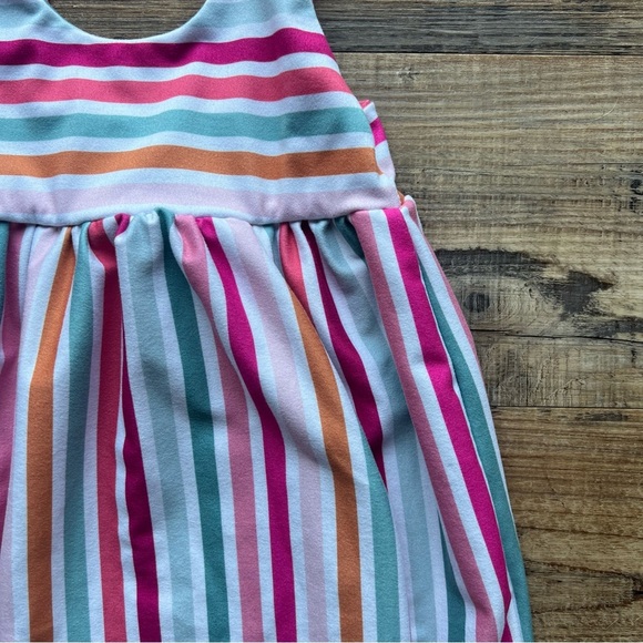Rosey Posey Handmade Baby Girl Pink Striped Sleeveless Pull On Romper Size 9M - Picture 2 of 5